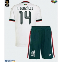 Otroški Nogometni dresi Mehika Armando Gonzalez #14 Gostujoči SP 2026 Kratek Rokav (+ Kratke hlače)